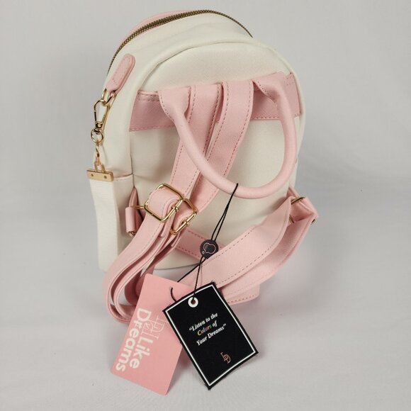 Like Dreams Mini Backpack Purse Womens Girls White & Pink Pastels Adjustable NWT - Picture 3 of 10